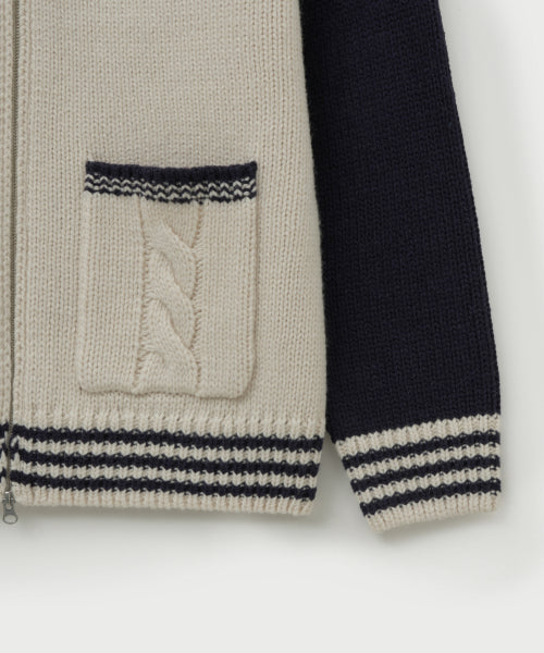 Knit Varsity Jacket Cream