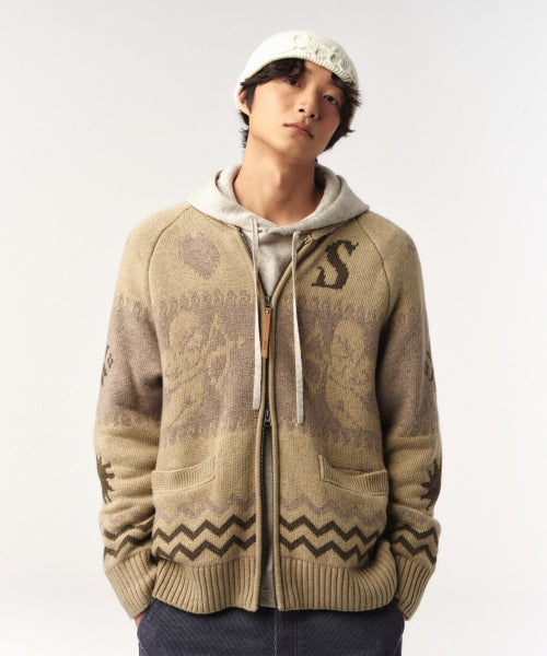 Angel Loose Fit Cowichan Knit Cardigan Beige