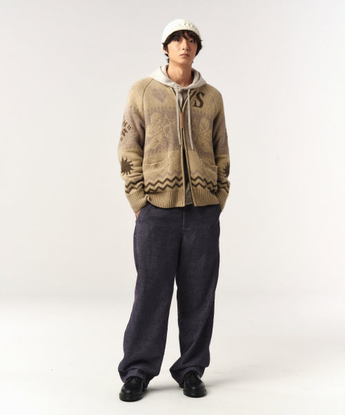 Angel Loose Fit Cowichan Knit Cardigan Beige