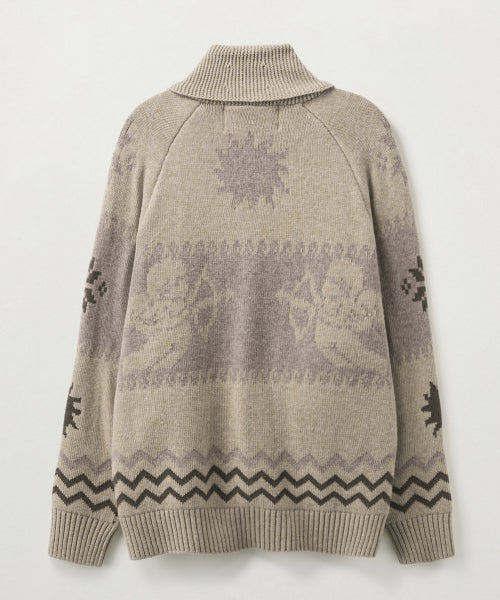 Angel Loose Fit Cowichan Knit Cardigan Beige
