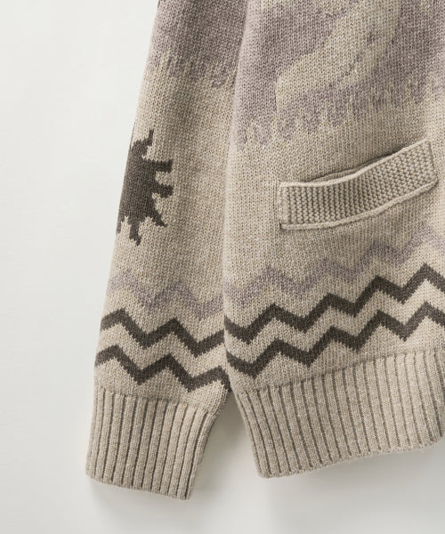 Angel Loose Fit Cowichan Knit Cardigan Beige