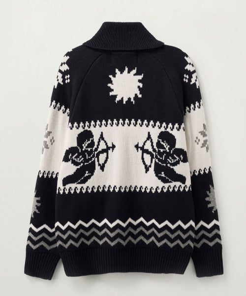 Angel Loose Fit Cowichan Knit Cardigan Navy