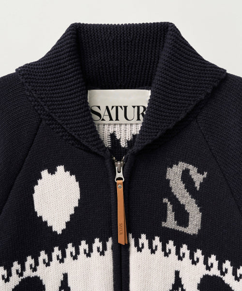Angel Loose Fit Cowichan Knit Cardigan Navy