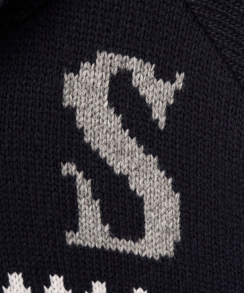 Angel Loose Fit Cowichan Knit Cardigan Navy