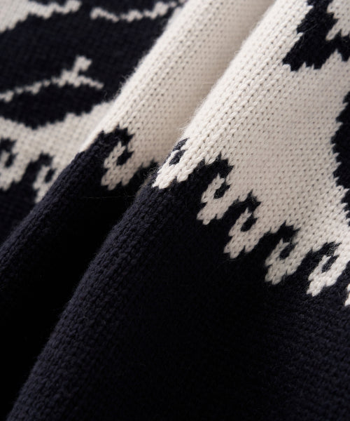 Angel Loose Fit Cowichan Knit Cardigan Navy