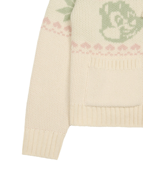 [DISNEY] CHIP AND DALE_KNIT HOOD ZIP-UP(BEIGE)
