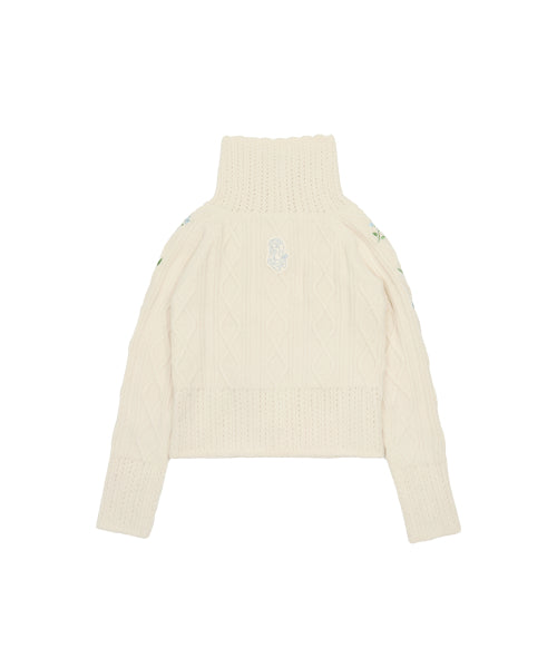 [DISNEY]SNOW WHITE_RIBBON KNIT CARDIGAN(CREAM)