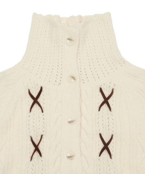 [DISNEY]SNOW WHITE_RIBBON KNIT CARDIGAN(CREAM)