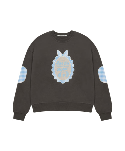 [DISNEY]  WONDERLAND_PATCH SWEATSHIRT(CHARCOAL)