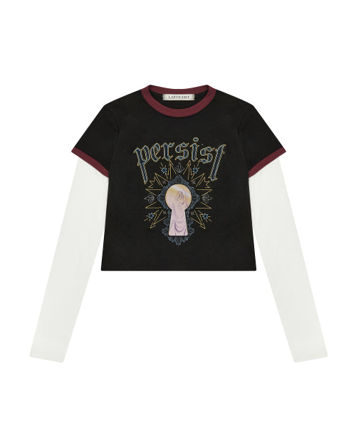 [DISNEY] CINDERELLA_LAYERED T-SHIRT(BLACK)