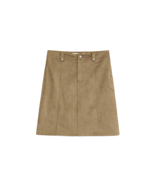 Rivet Pocket Midi Skirt, BEIGE