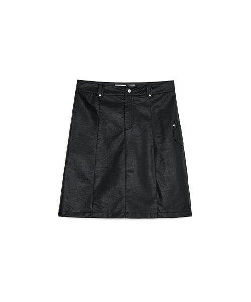 Rivet Pocket Midi Skirt, BLACK