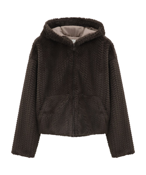Cocoon Braid Zip-Up BROWN