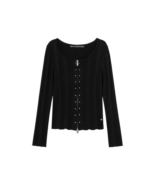 [SUZY] Stud Sweater Zip-Up YP4S3663