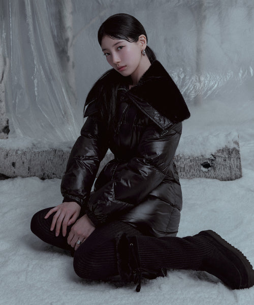 [SUZY] Wide Fur Middle-Hip Glam Down YP4W5874