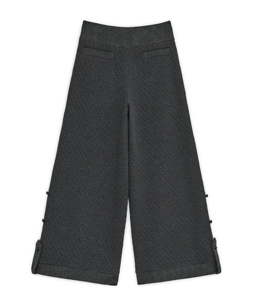 Quilted flap button pants (Charcoal)