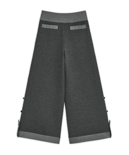 Quilted flap button pants (Gray)