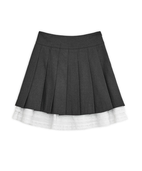 Slit pleats midi skirt (Charcoal)