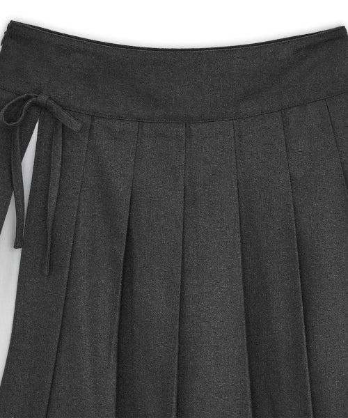 Slit pleats midi skirt (Charcoal)