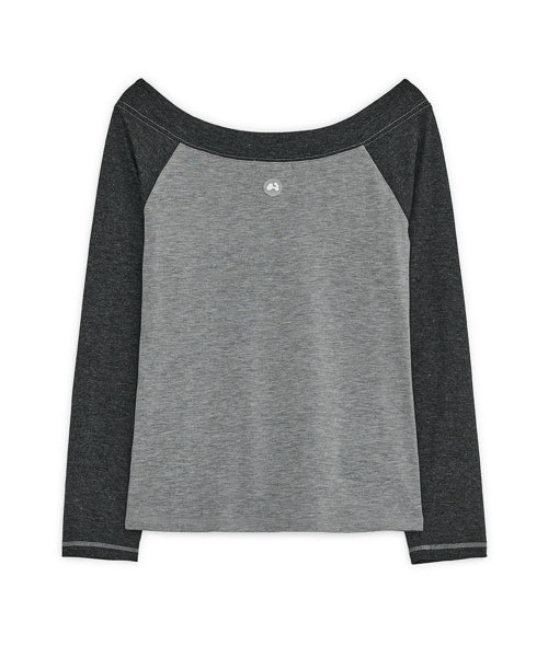 Love sick drawing off-shouler top (Charcoal)