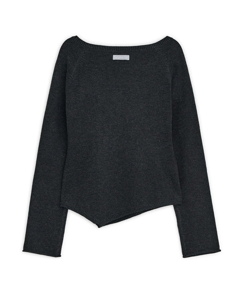 Fallen angel button knit top (Charcoal)