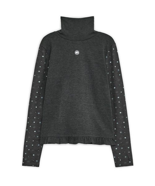 Flower button pola top (Charcoal)