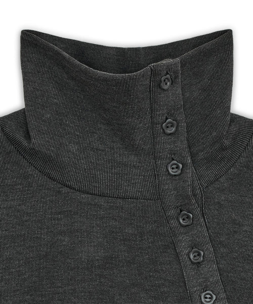 Flower button pola top (Charcoal)
