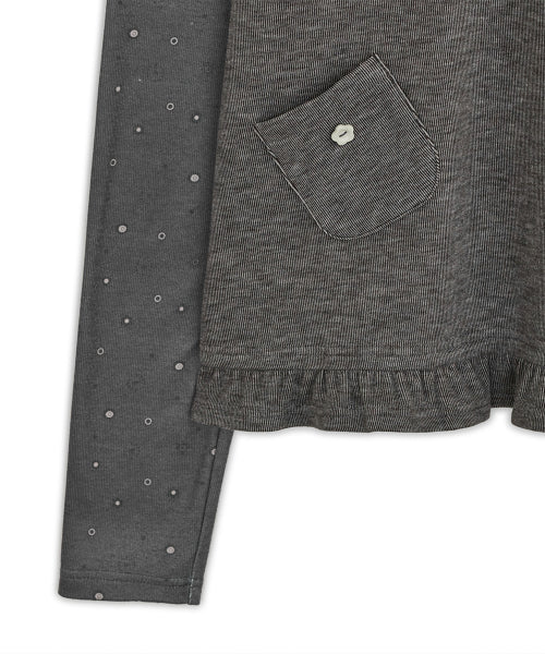 Flower button pola top (Brown)