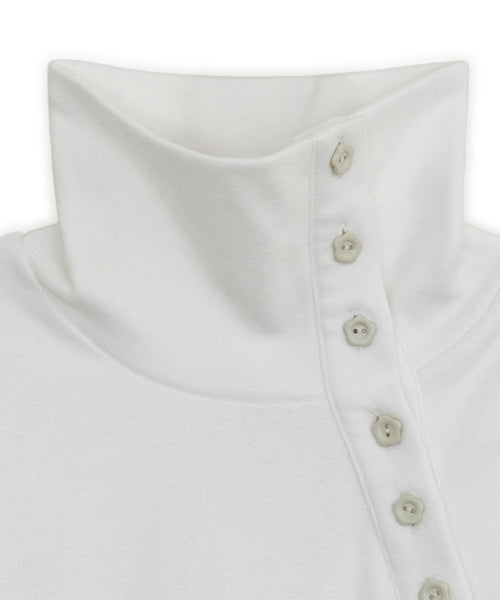 Flower button pola top (White)