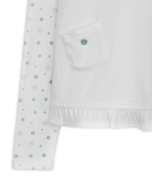 Flower button pola top (White)