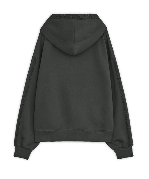 Cross patch hoodie zip-up (Charcoal)