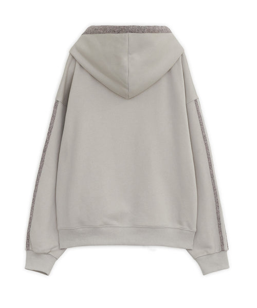 Cross patch hoodie zip-up (Oatmeal)