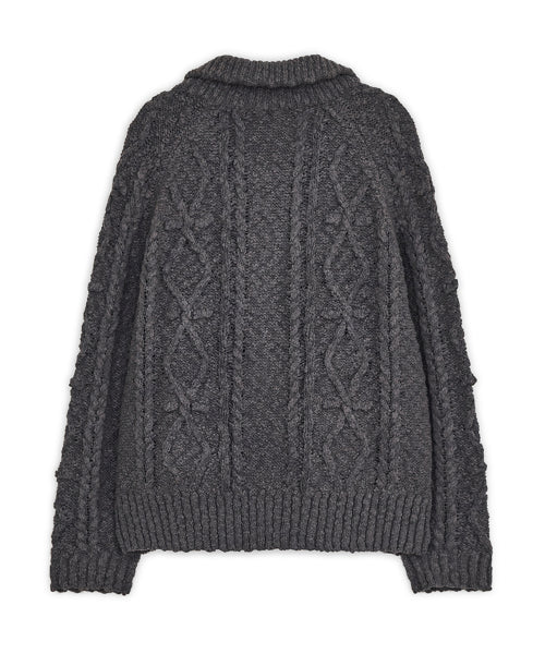 Popcorn knit zip-up (Charcoal)