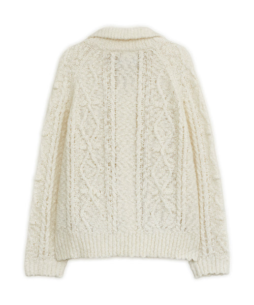 Popcorn knit zip-up (Butter)