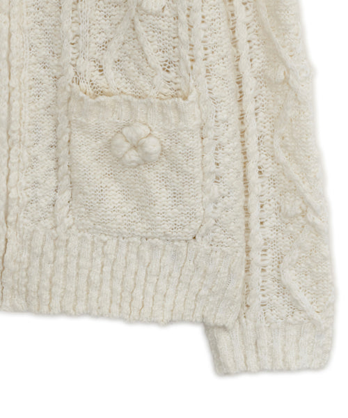 Popcorn knit zip-up (Butter)
