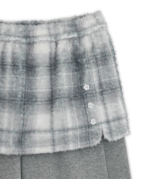 Fleece skirt jogger pants (Mint gray)