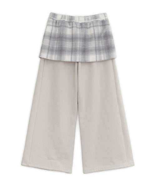 Fleece skirt jogger pants (Pink gray)