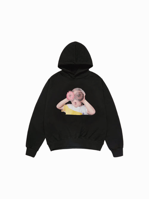 NEW ADLV BABY FACE DONUTS 1 HOODIE BLACK