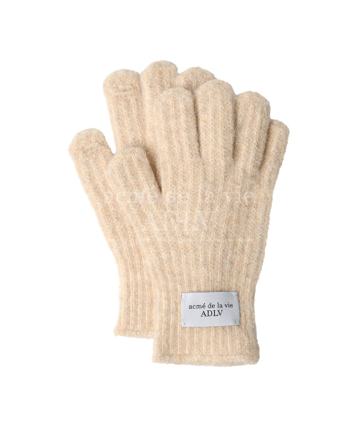 BASIC LOGO LABEL POINT KNIT GLOVES (3COLOR)