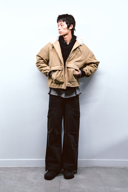 PEACH COTTON PADDED JUMPER IN BEIGE