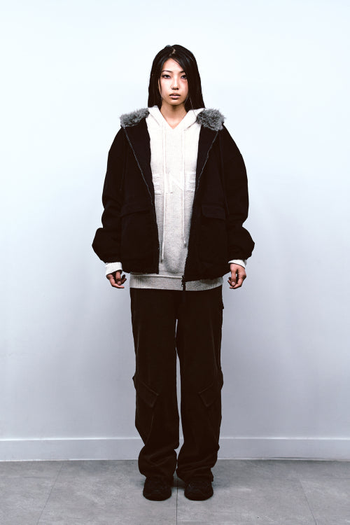PEACH COTTON PADDED JUMPER IN BLACK