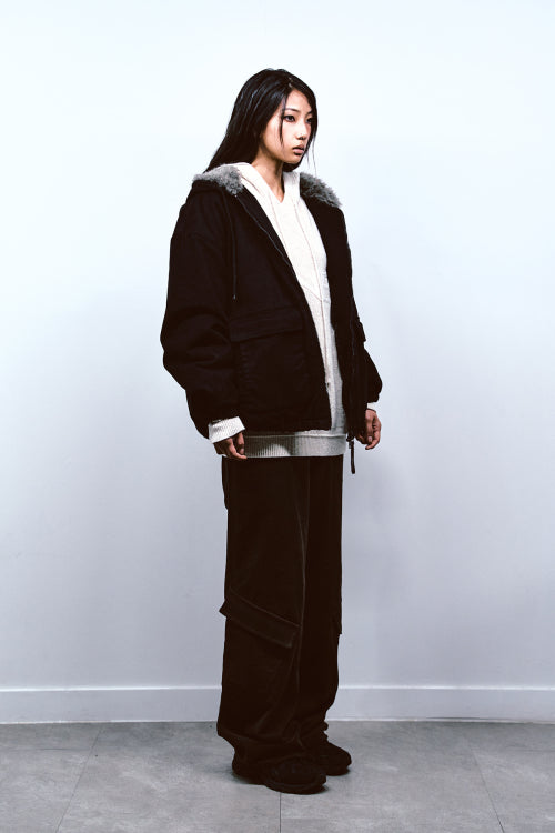 PEACH COTTON PADDED JUMPER IN BLACK