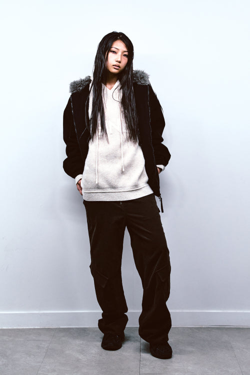 PEACH COTTON PADDED JUMPER IN BLACK