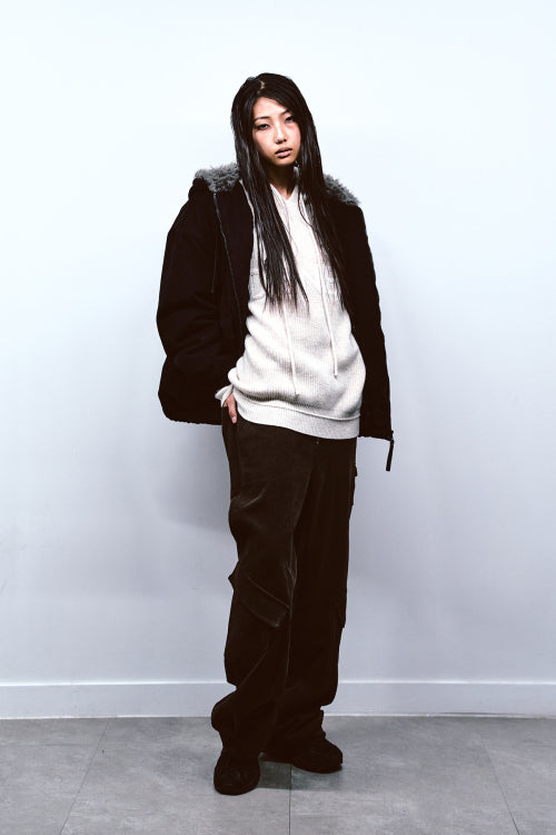 PEACH COTTON PADDED JUMPER IN BLACK