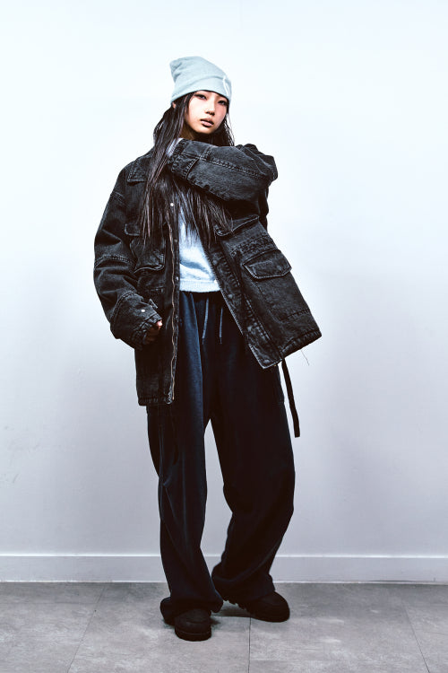 CHAIN DENIM M51 FIELD JACKET IN BLACK