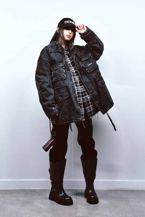 CHAIN DENIM M51 FIELD JACKET IN BLACK