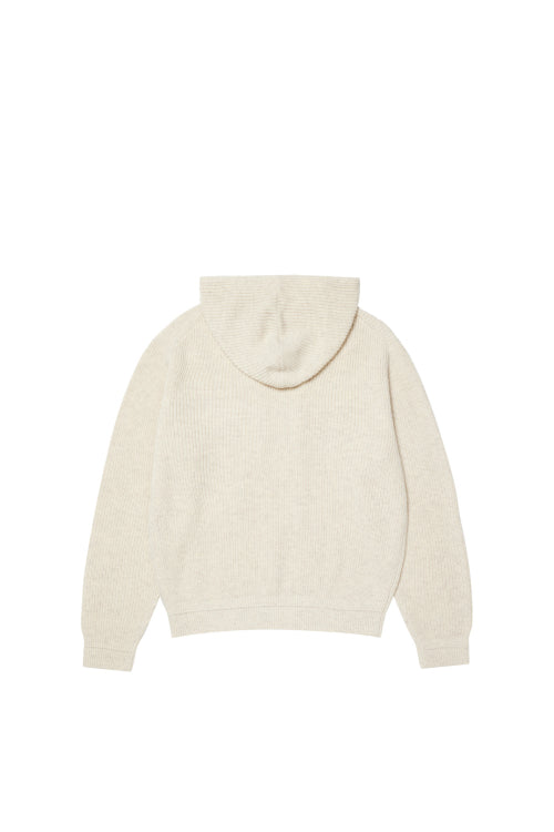 BASIC LOGO KNIT HOODIE IN OATMEAL