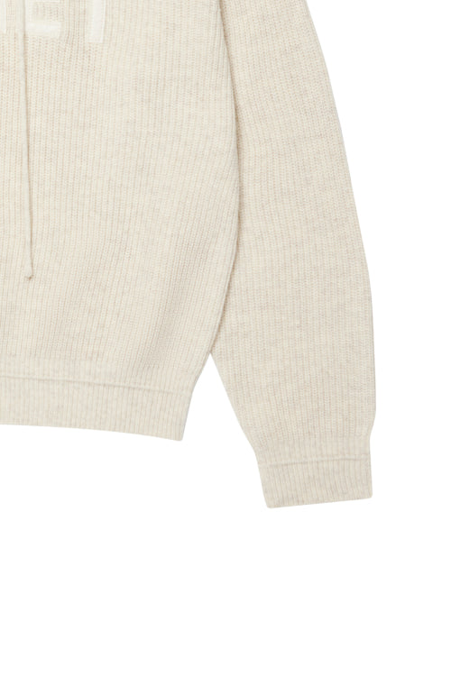 BASIC LOGO KNIT HOODIE IN OATMEAL