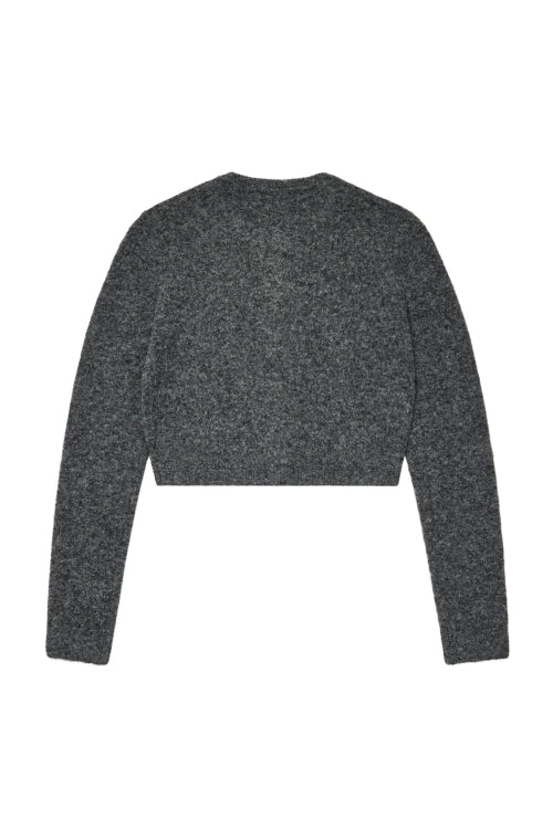 ALPACA ROUND KNIT CARDIGAN IN CHARCOAL