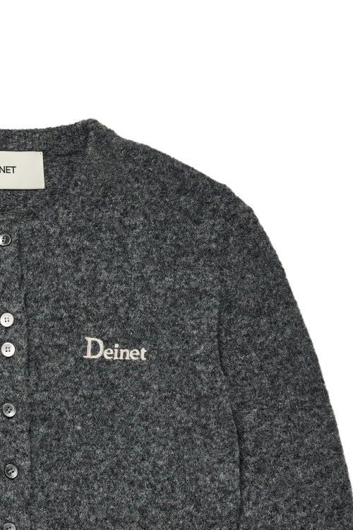 ALPACA ROUND KNIT CARDIGAN IN CHARCOAL